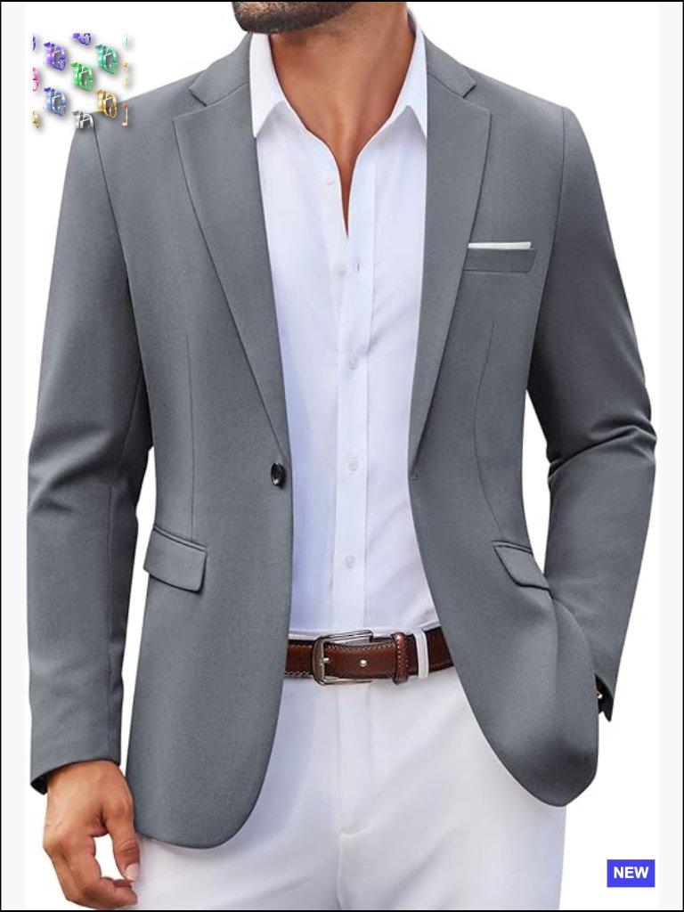 Lightweight Blazer Sport Coat One Button Casual Regular Fit Polyester
